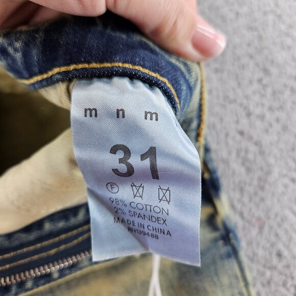 mnml Jeans Mens 31 Blue X146 Stretch Denim Distressed Slim Fit - Picture 4 of 16